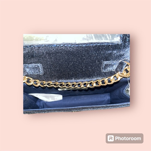 NWT Anthropologie Navy Velvet Mini Purse/Clutch **FLAW** - Picture 7 of 8
